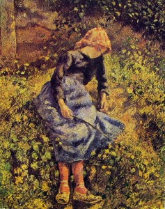 Pissarro: Fanciulla con la verga (contadina seduta)
